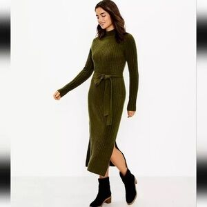 Loft Women’s Ribbed Knit Midi Sweater Dress